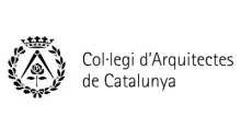 Logo del Col·legi d'Arquitectes de Catalunya con un diseño triangular y una rosa.